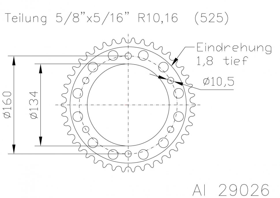 Звезда задняя приводная Esjot 50-29026 45 зубьев (JTR1307.45)