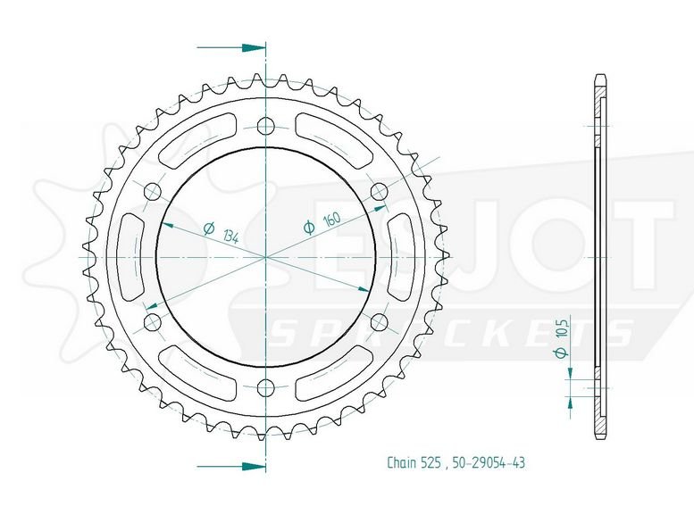 Звезда задняя приводная Esjot 50-29054 43 зуба (JTR1317.43)