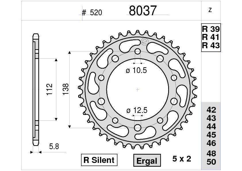 Звезда задняя Ognibene 8037-R39 (JTR1303.39 / JTR1316.39) с демпфером