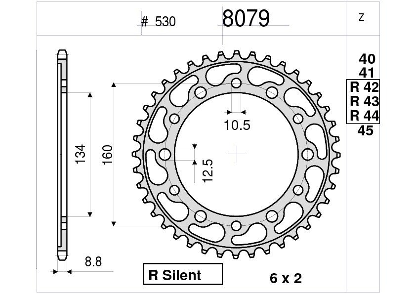 Звезда задняя Ognibene 8079-R42 (JTR1306.42) с демпфером