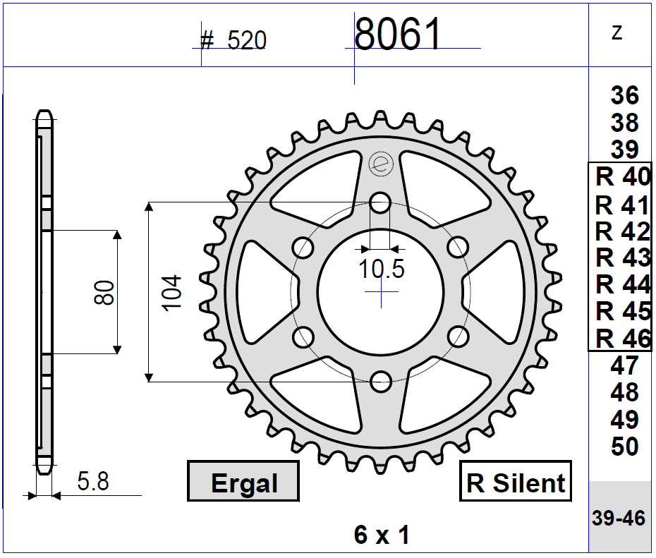 Звезда задняя Ognibene 8061-R40 (JTR1478.40 / JTR478.40) с демпфером