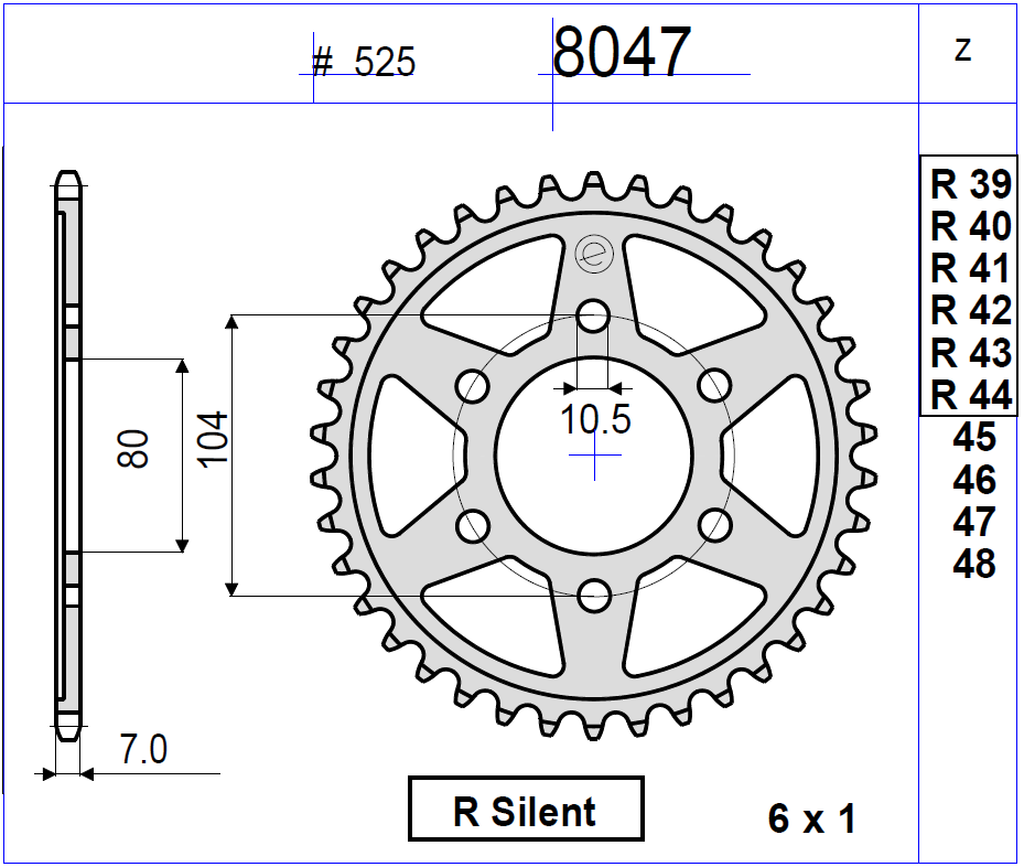 Звезда задняя Ognibene 8047-R42 (JTR1489.42) с демпфером