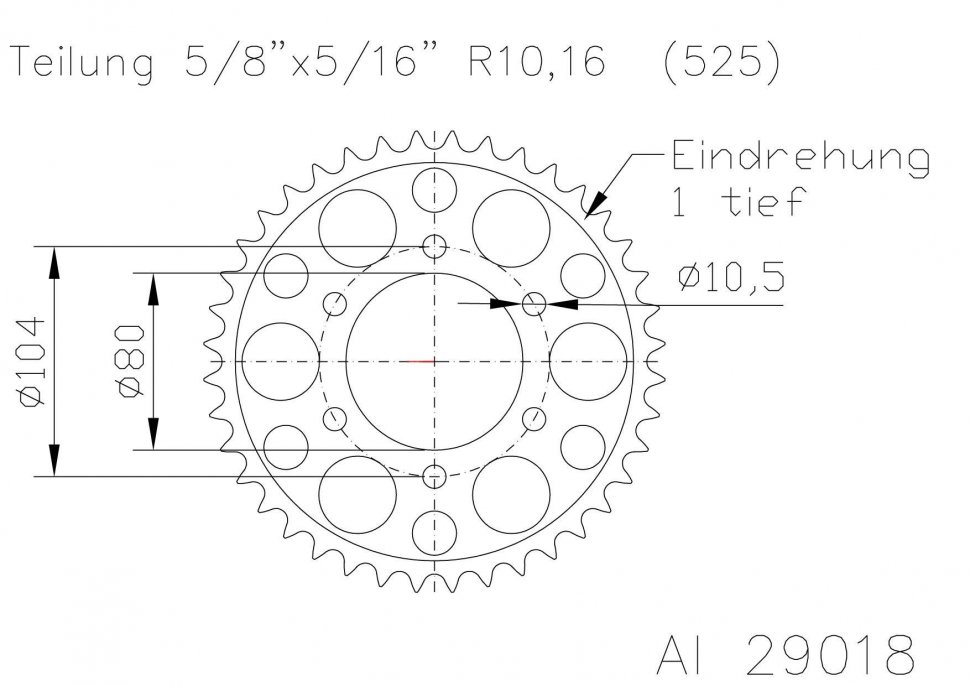 Звезда задняя алюминиевая Esjot 51-29018 40 зубьев (JTA1489.40)