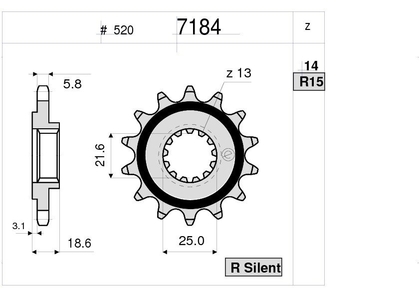 Звезда передняя Ognibene 7184-R15 (JTF1538.15) с демпфером