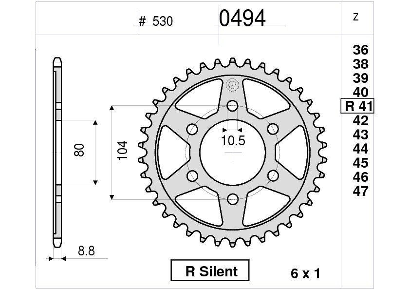 Звезда задняя Ognibene 494-R41 (JTR488.41) с демпфером