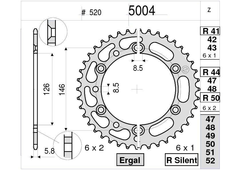 Звезда задняя Ognibene 5004-R41 (JTR808.41) с демпфером