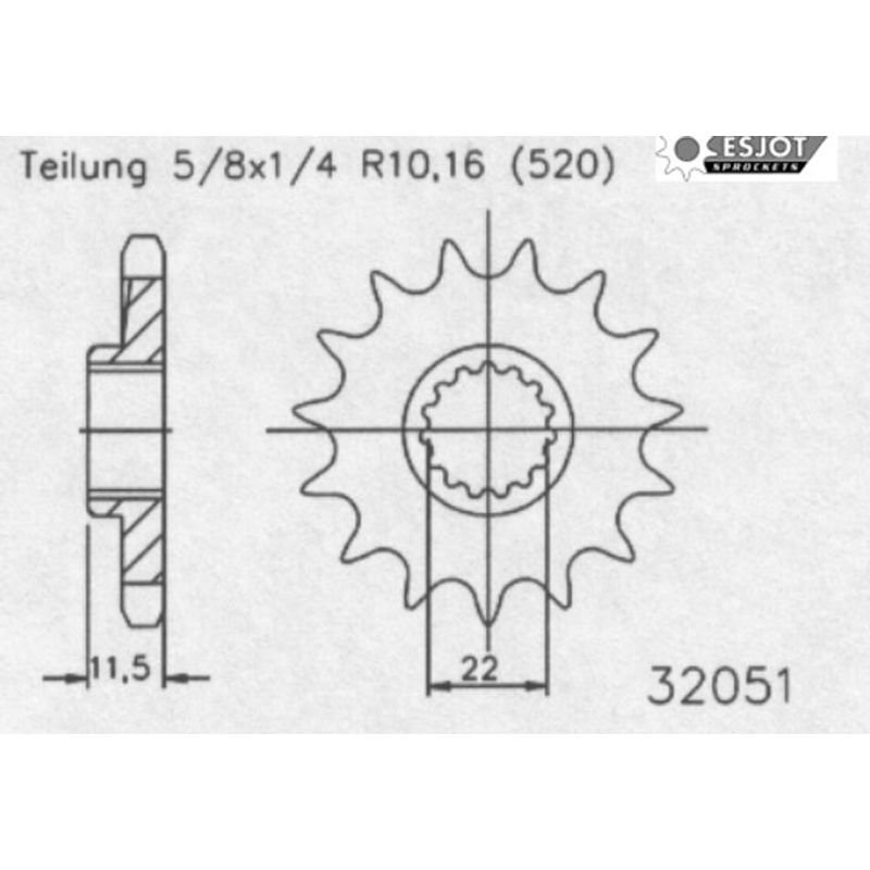 Звезда передняя приводная Esjot 50-32051 15 зубьев (JTF1902.15)