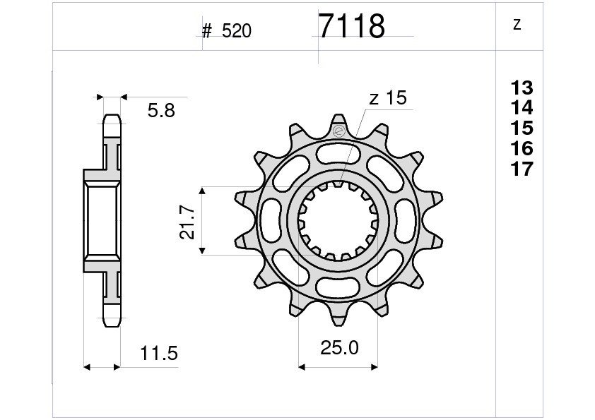 Звезда передняя Ognibene 7118-Z15 (JTF1902.15)