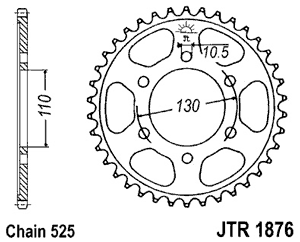 Звезда задняя JTR1876.45ZBK черная