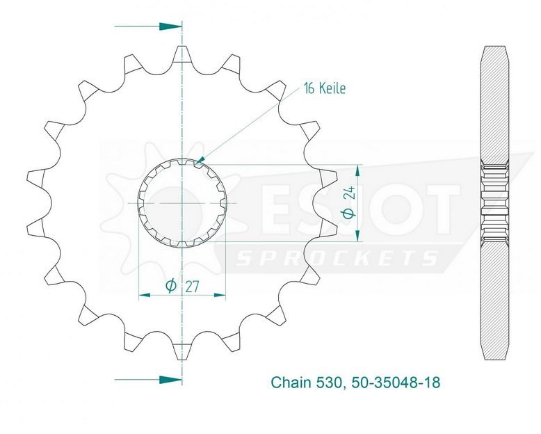 Звезда передняя приводная Esjot 50-35048 18 зубьев (JTF423.18)