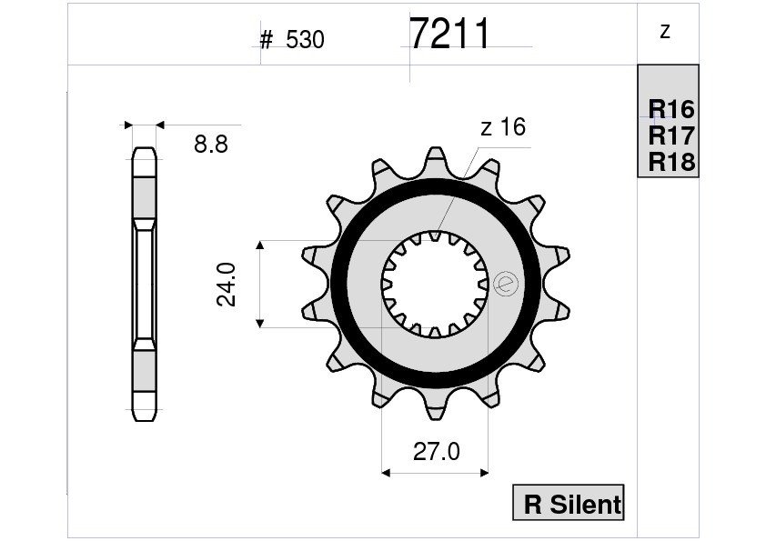 Звезда передняя Ognibene 7211-R17 (JTF423.17) с демпфером