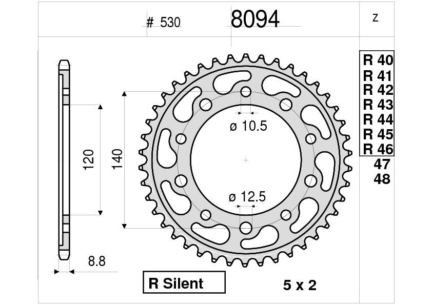 Звезда задняя Ognibene 8094-R45 с демпфером (JTR1800.45 / JTR1797.45)