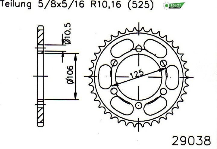 Звезда задняя приводная Esjot 50-29038 46 зубьев (JTR2014.46)