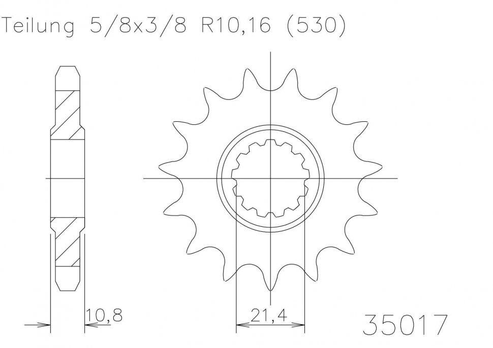 Звезда передняя приводная Esjot 50-35017 16 зубьев (JTF580.16)