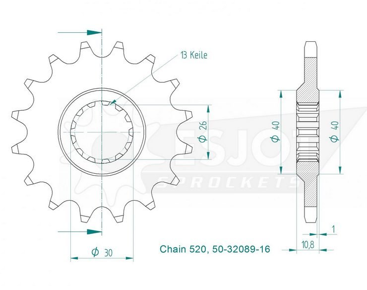 Звезда передняя Esjot 50-32089 16 зубьев (JTF1579.16)