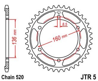 Звезда задняя JTR5.44