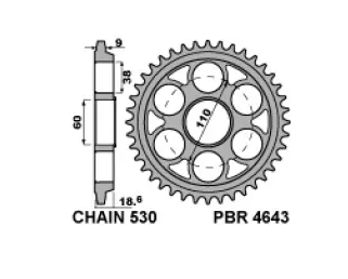 Звезда задняя PBR 4643 40 C45T (JTR763.40)