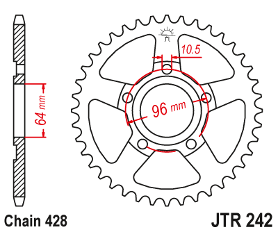 Звезда задняя JTR242.53