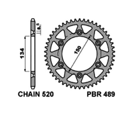 Звезда задняя PBR 489 51 C45 (JTR460.51)