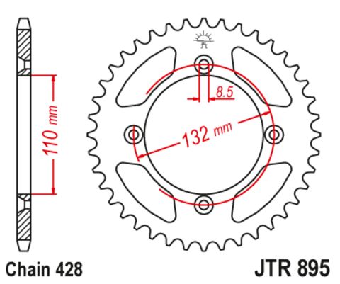 Звезда ведомая алюминиевая JTA895.46BLK (чёрная)