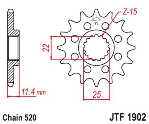 Звезда ведущая (передняя) JTF1902.17RB 520 с демпфером