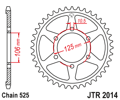 Звезда задняя JTR2014.39