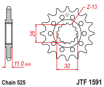 Звезда передняя JTF1591.15RB с демпфером