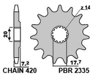 Звезда передняя PBR 2335 C14 18NC (JTF1558.14)