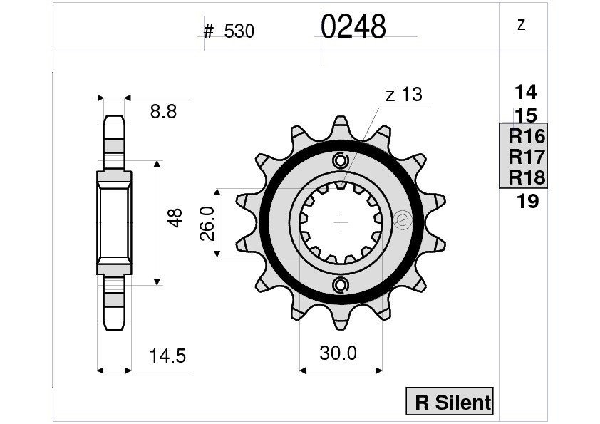 Звезда передняя Ognibene 248-R17 (JTF339.17) с демпфером