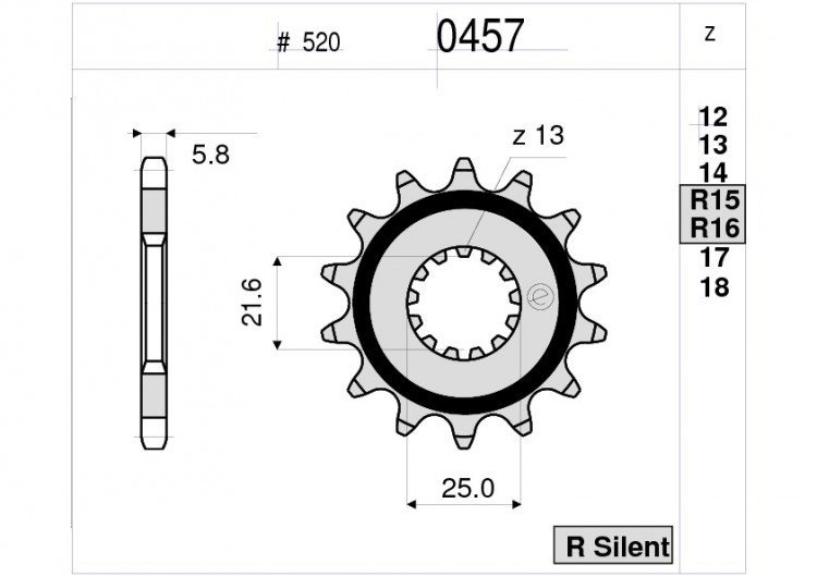 Звезда передняя Ognibene 457-R15 (JTF565.15 RB) с демпфером