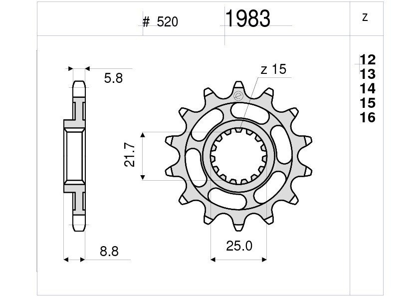 Звезда передняя Ognibene 1983-Z12 (JTF1901.12)
