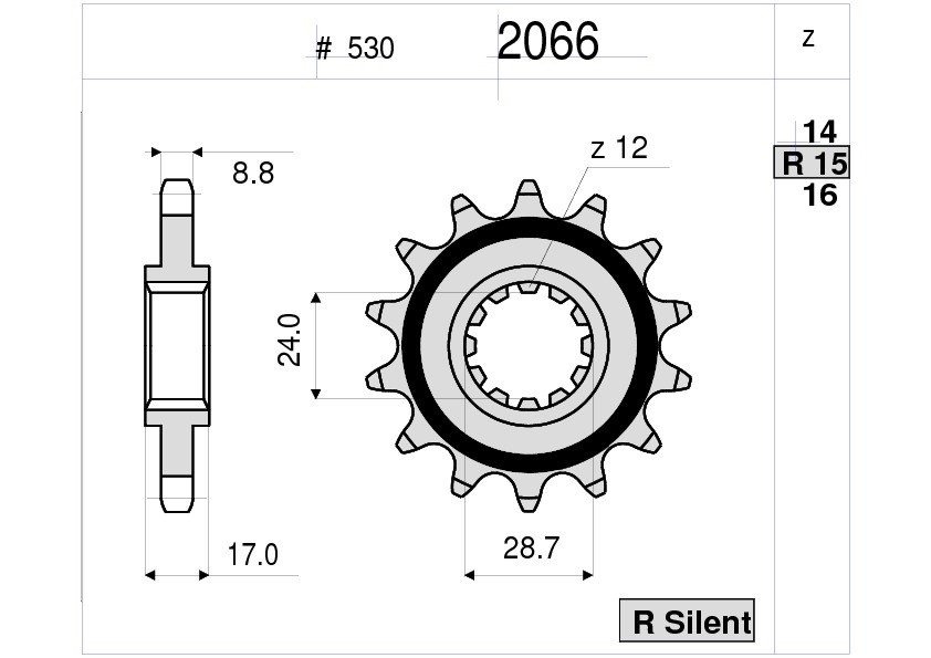 Звезда передняя Ognibene 2066-R15 (JTF295.15) с демпфером