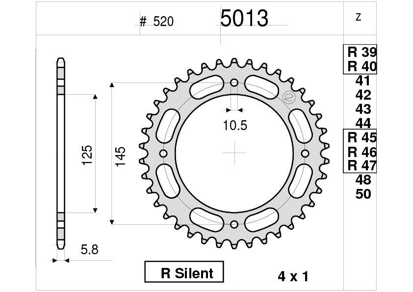 Звезда задняя Ognibene 5013-R45 (JTR857.45) с демпфером