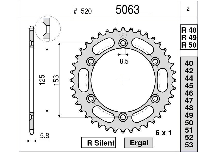 Звезда задняя Ognibene 5063-R50 (JTR210.50) с демпфером