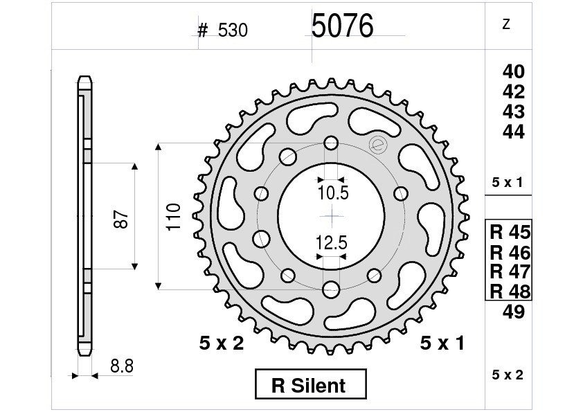 Звезда задняя Ognibene 5076-R47 (JTR829.47) с демпфером