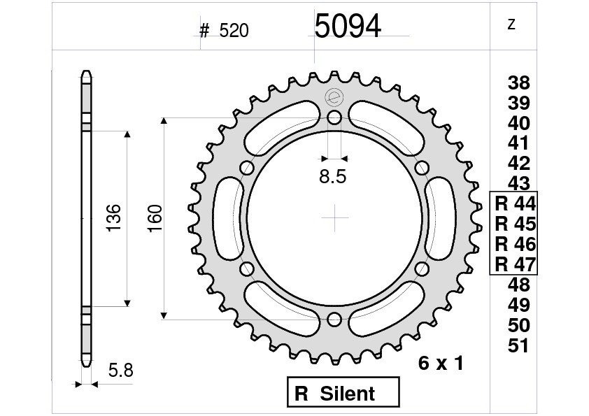 Звезда задняя Ognibene 5094-R47 (JTR5.47) с демпфером