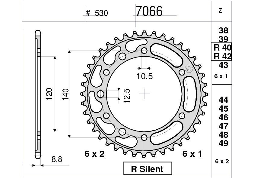 Звезда задняя Ognibene 7066-R40 (JTR499.40) с демпфером