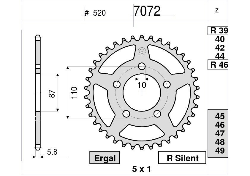 Звезда задняя Ognibene 7072-R46 (JTR823.46) с демпфером