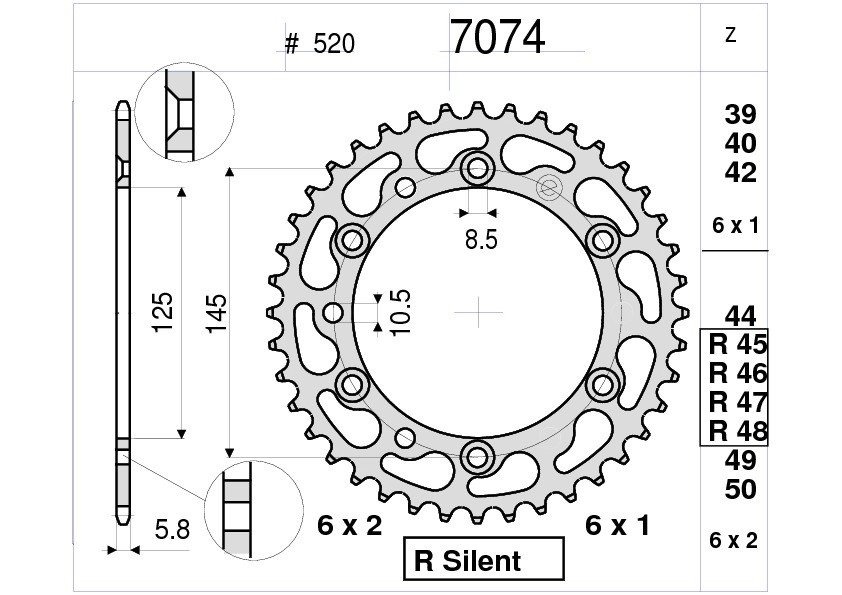 Звезда задняя Ognibene 7074-R45 (JTR855.45) с демпфером