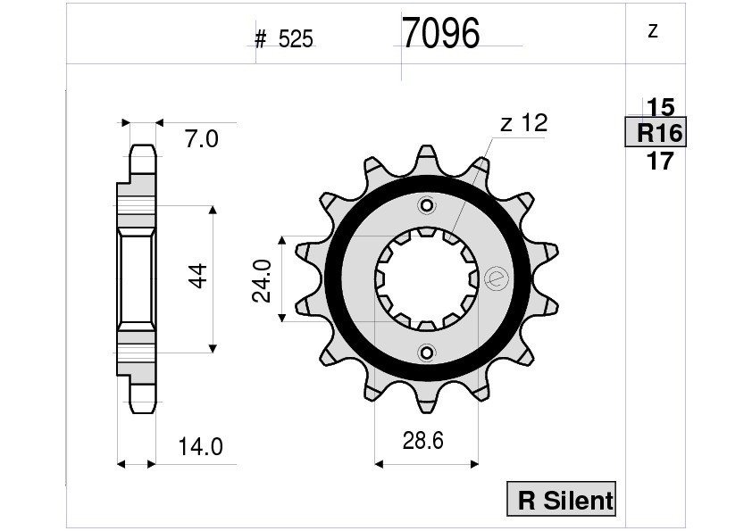 Звезда передняя Ognibene 7096-R16 (JTF314.16) с демпфером