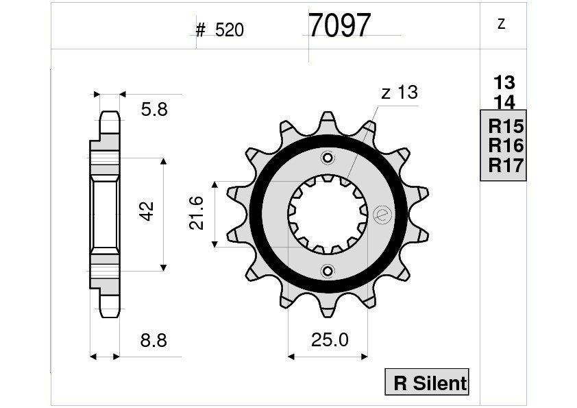 Звезда передняя Ognibene 7097-R15 (JTF512.15) с демпфером