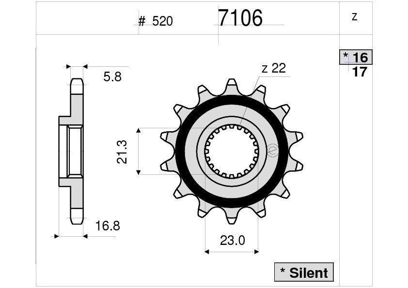 Звезда передняя Ognibene 7106-R16 (JTF582.16) с демпфером