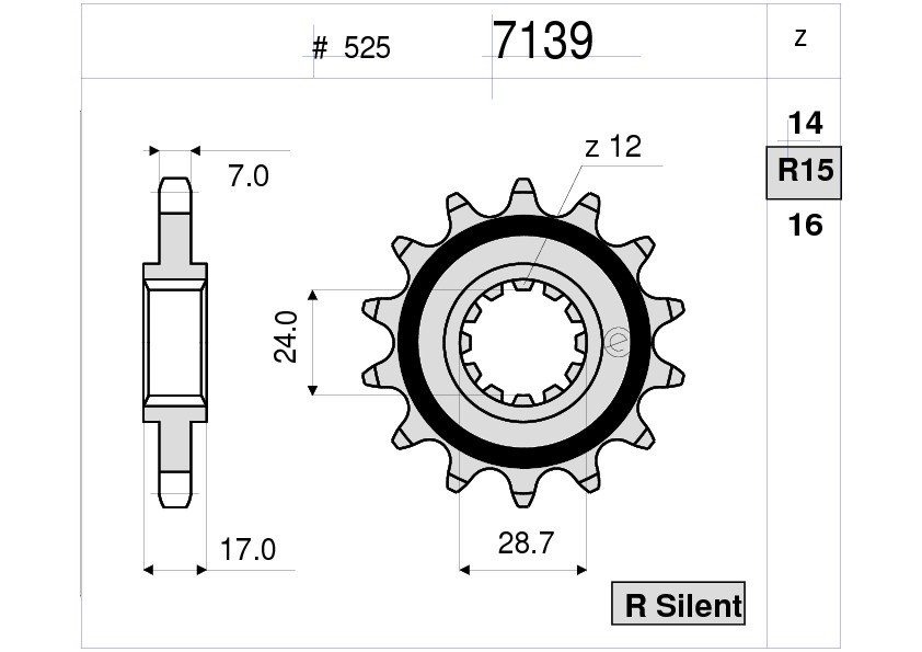 Звезда передняя Ognibene 7139-R15 (JTF1371.15 RB) с демпфером