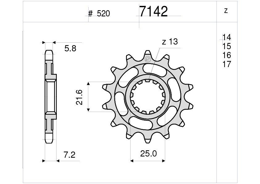 Звезда передняя Ognibene 7142-Z16 (JTF1536.16)