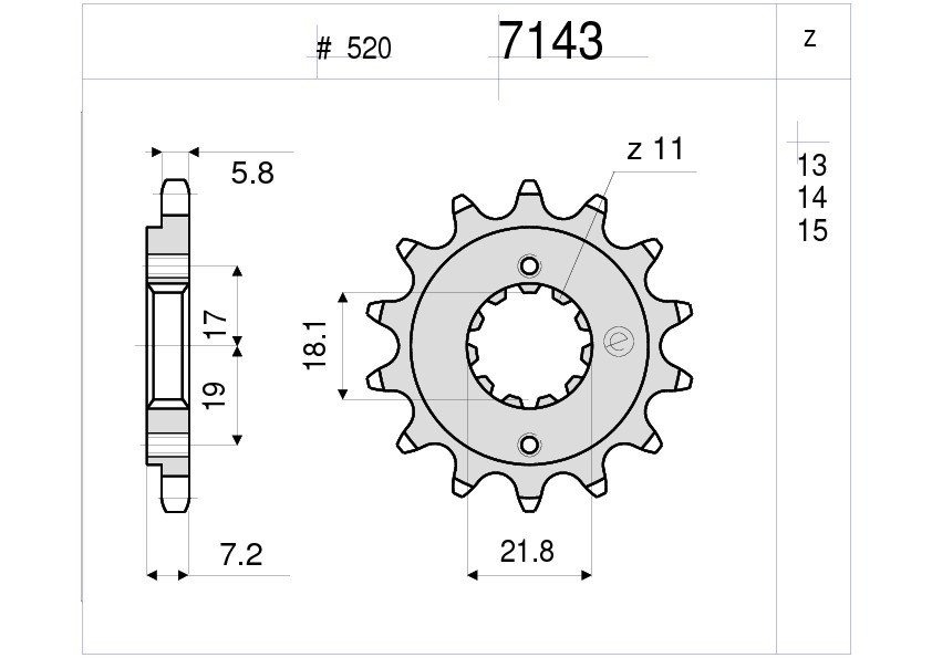 Звезда передняя Ognibene 7143-Z14 (JTF1321.14)