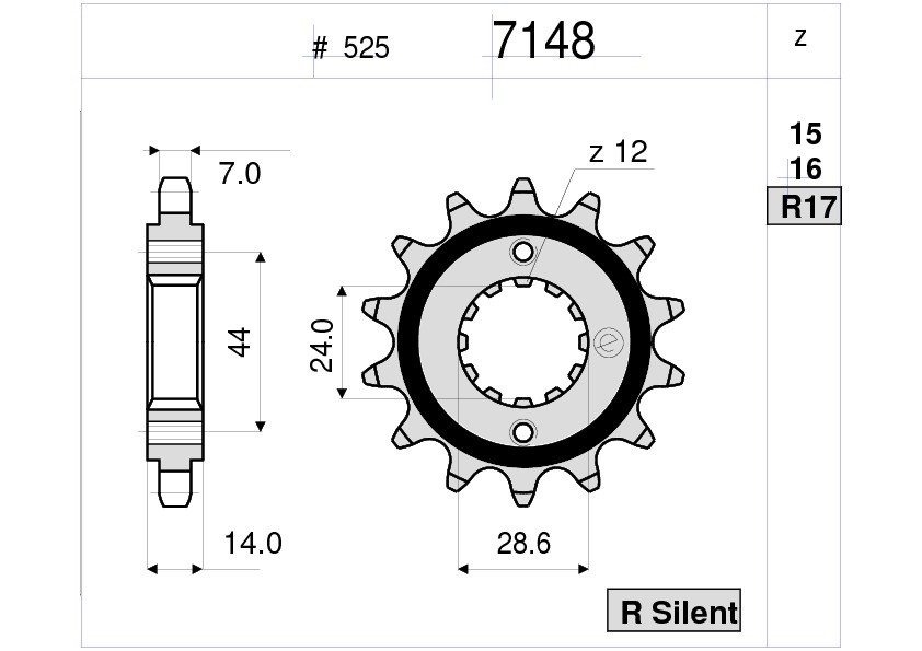 Звезда передняя Ognibene 7148-R17 (JTF1372.17) с демпфером