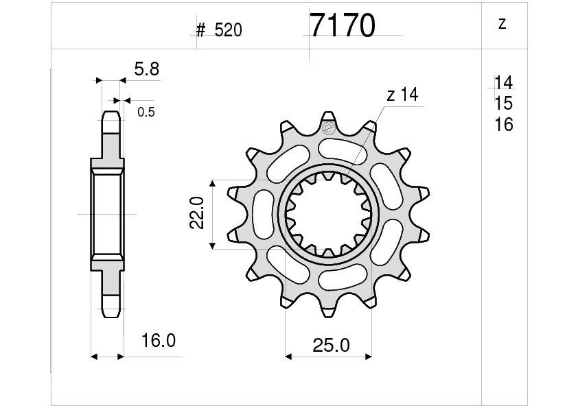 Звезда передняя Ognibene 7170-Z15 (JTF742.15)