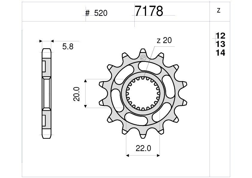 Звезда передняя Ognibene 7178-Z13 (JTF1590.13)
