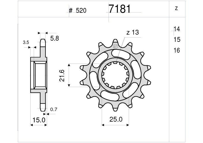 Звезда передняя Ognibene 7181-Z15 (JTF1307.15)
