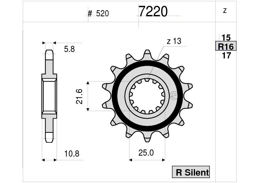 Звезда передняя Ognibene 7220-R16 (JTF1595.16) с демпфером